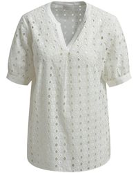 Milano Italy - Blusentop BLOUSE WITH V-NECK AND PUFFSLEEVES 100 - Lyst