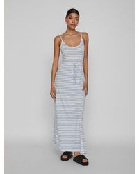 Vila - Shirtkleid Maxi Kleid Jersey Dress mit Tunnelzug VIMOONEY (lang) 5733 in Blau - Lyst