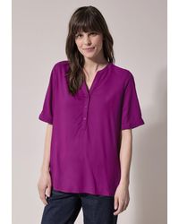 Cecil - Shirtbluse mit geschlitztem Rundhalsausschnitt - Lyst
