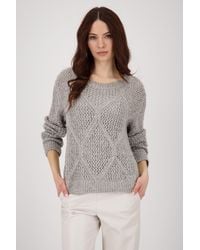 Monari - Strickpullover Pullover Ajour Paillette Mit Rundhalsausschnitt - Lyst