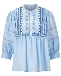 Rich & Royal - Blusenshirt blouse with embroidery organic - Lyst