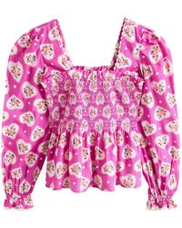 Cath Kidston - Rüschenbluse gesmokte Bluse aus 100 % Baumwolle (1-tlg) - Lyst