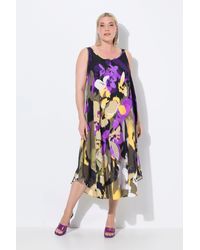 Ulla Popken - Maxikleid Midikleid Blüten A-Linie Rundhals ärmellos - Lyst