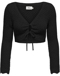 ONLY - Strickpullover ONLMARY LIFE LS CROPPPED TIE V-NECK - Lyst