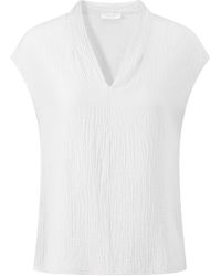 SassyClassy - Kurzarmshirt Musselin Shirt kurz mit V-Ausschnitt Elegant Lockere ärmellose Top - Lyst