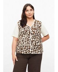 S.oliver - Funktionsweste Indoor-Weste Teddy-Weste Mit Leo-Muster Im Relaxed Fit - Lyst