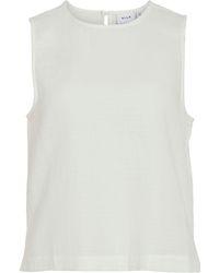 Vila - Blusenshirt Ärmelloses Design mit strukturierter Oberfläche NIA O-NECK S/L SHORT TOP - Lyst
