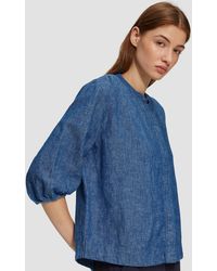 S.oliver - Langarmbluse Relaxed-Fit-Bluse aus Leinenmix mit Raff-Details Raffung - Lyst
