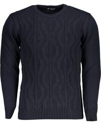 U.S. Grand Polo - Strickpullover Eleganter pullover in Blau mit Zopfmuster und Kontrastdetails - Lyst