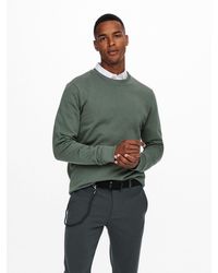 Only & Sons - Basic Sweatshirt Langarm Pullover ohne Kapuze ONSCERES 5428 in Grün-2 - Lyst