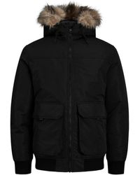 Jack & Jones - Bomberjacke JJCONSTRUCT FAUX FUR BOMBER Kapuze mit abnehmbarem Kunstfell-Rand - Lyst