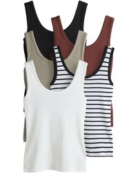 The Set - Ägertop Stk. gerippte Trägertops U-Ausschnitt (5-tlg) - Lyst