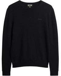 Superdry - Sweater Pullover ESSENTIAL SLIM FIT CREW JUMPER Black - Lyst