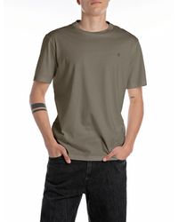 Replay - T-Shirt mit Logostickerei auf der Brust - Lyst