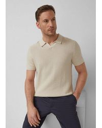 S.oliver - Kurzarmpullover Strickpullover Strukturiertes Strick-Polo Mit Rippbündchen - Lyst