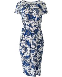 Passioni - Sommerkleid Jerseykleid abstraktem Design Muster in blau mit allover Print - Lyst