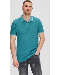 S.oliver - Kurzarmshirt Poloshirt mit Piquêstruktur und Logo-Print Garment Dye - Lyst