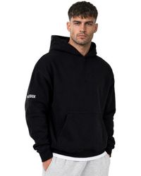 Smilodox - Hoodie Koray Herren, Pullover Loose Fit, Kapuze, Fitness & Streetwear Baumwollmix, Sportstyle, Rippbündchen, Arm-Print, Komfort - Lyst