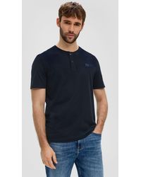 S.oliver - Kurzarmshirt T-Shirt mit und Henley-Ausschnitt Garment Dye - Lyst