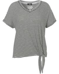 FRAPP - V-Shirt mit Knoten am Saum - Lyst