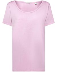 Esprit - Viskose-T-Shirt mit weitem, rundem Ausschnitt (1-tlg) - Lyst
