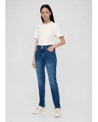 S.oliver - 5-Pocket- Jeans Karolin / Regular Fit / Mid Rise / Straight Leg Waschung, Label-Patch - Lyst