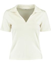 Hailys - T- Geripptes Poloshirt Kurzarm Bluse V-AusschnittT-Shirt VICKY 5079 in Weiß - Lyst