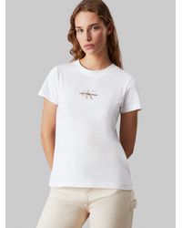 Calvin Klein - T-Shirt MONOLOGO SLIM TEE mit Logoprägung - Lyst