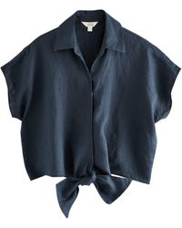 Next - Kurzarmhemd Kurzarm-Bluse mit Knotendesign vorne aus Leinen (1-tlg) - Lyst