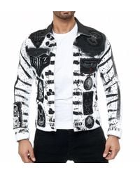 KINGZ - Designer Jeansjacke im -Look Weiß M Batik Waschung - Lyst
