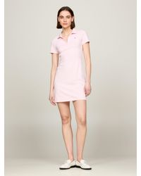 Tommy Hilfiger - Polokleid 1985 SLIM PIQUE POLO DRESS SS mit dezenter Logostickerei auf der Brust - Lyst