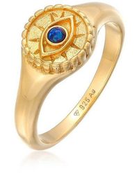 Elli Jewelry - Fingerring Siegelring Evil Eye Syn. Opal 925 Silber - Lyst