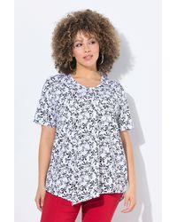 Ulla Popken - T-Shirt Schleifen Biesen A-Linie Rundhals Halbarm - Lyst