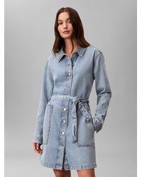 Calvin Klein - Jeanskleid BELTED DENIM MINI DRESS COASTAL Regular Fit - Lyst