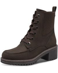 Marco Tozzi - Schnürstiefelette Blockabsatz, Schnürboots Mit Stretcheinsatz - Lyst