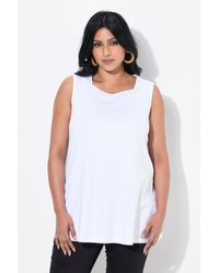 Ulla Popken - Longtop Top A-Linie Herzausschnitt ärmellos Pima Cotton - Lyst