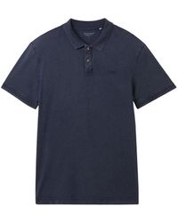 Tom Tailor - T-Shirt garment dye polo, sky captain blue - Lyst