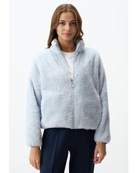 Jimmy Key - Kurzjacke Stehkragen Plüsch Strick Jacke mit Reißverschluss - Lyst