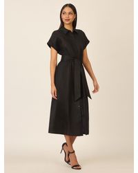 MINT & MIA - Midikleid mit Bindegürtel und Ziernähten - Lyst