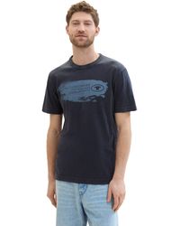 Tom Tailor - Print-Shirt in vorgewaschener Optik - Lyst