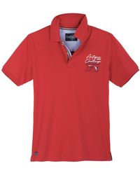 Redfield - Übergrößen Poloshirt maritim Brustprint rot - Lyst