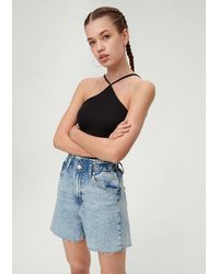 QS - Jeansshorts Jeans-Shorts Paper Bag / Relaxed Fit / High Rise / Semi Wide Leg Waschung - Lyst