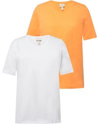 Ulla Popken - Shirt T-Shirts 2er-Pack V-Ausschnitt Halbarm (2-tlg) - Lyst