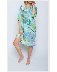 Emily Van Den Bergh - Blusenkleid Kleid aqua floral - Lyst
