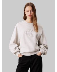 Calvin Klein - Sweatshirt CHENILLE MONOLOGO CREWNECK mit Logostickerei - Lyst
