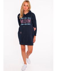 Zwillingsherz - Sweatkleid " ü " mit Kapuze und Front Motiv "Strand Küste Meer - Lyst
