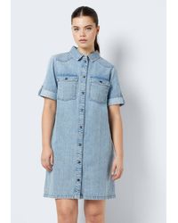 Noisy May - Shirtkleid Kurzes Denim Jeanskleid Oversize Kurzarm Hemd Design - Lyst