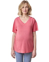 VERTBAUDET - Kurzarmshirt Umstands-Shirt mit V-Ausschnitt, Leinen/Viskose - Lyst