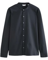 Next - Langarmshirt Langärmeliges T-Shirt mit Grandad-Kragen (1-tlg) - Lyst