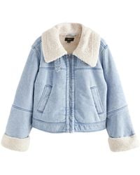 Next - Jeansjacke Denim-Jacke mit Teddyfutter (1-St) - Lyst
